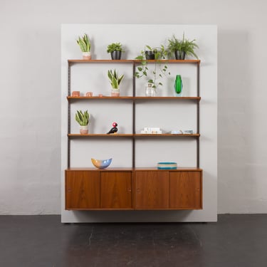 Kai Kristiansen two bay teak wall unit, Denmark, 1960s 