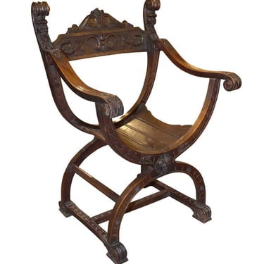 French Carved Savonarola Chair