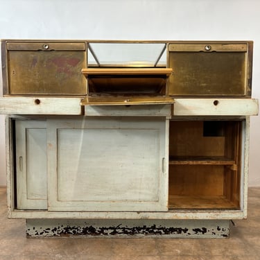 Killer Brass Top Display case cabinet.  C 1940s