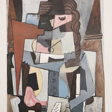 Femme au corset tesant un Livre, Pablo Picasso (After), Marina Picasso Estate Lithograph Collection 