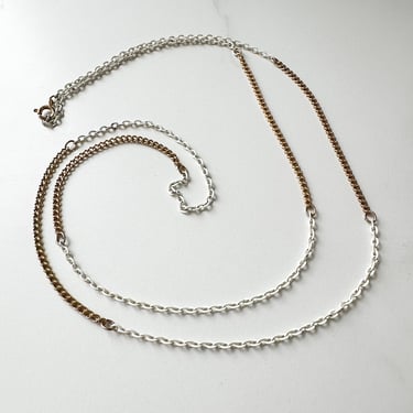Vintage 1980s Two Toned Long Chain Necklace 