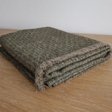 Woven Wool Green Throw Blanket