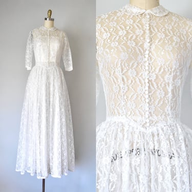 Marbella 1950s lace wedding dress, wedding gown, vintage wedding dress, white lace dress, 