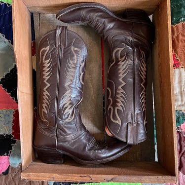 NOCANA Brown Vintage Boots | Western Leather Embroidery Boots | Cowgirl, Cowboy Southwestern | Women's Size 5 1/2 