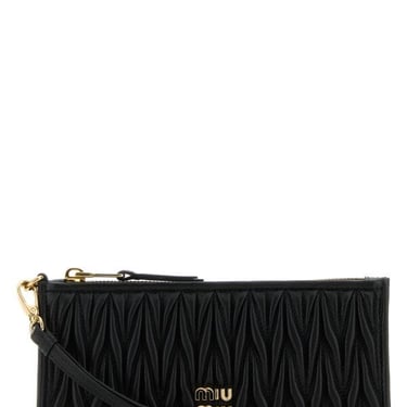 Miu Miu Women Black Nappa Leather Clutch