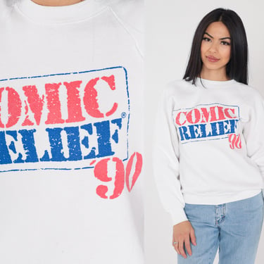 Comic Relief 4 Sweatshirt 1990 Comedy Shirt Robin Williams Whoopi Goldberg Billy Crystal 90s Graphic Raglan Vintage 1990s Medium Large 