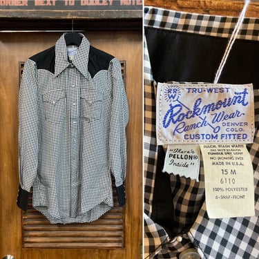 Vintage 1960’s -Deadstock- “Rockmount” Cowboy Western Snap Button Rockabilly Shirt, 60’s Plaid Western Shirt, Vintage Clothing 