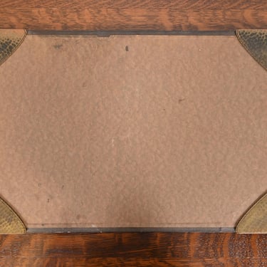 Roycroft Arts & Crafts Brass Finished Hammered Copper Blotter Corners With Desk Blotter