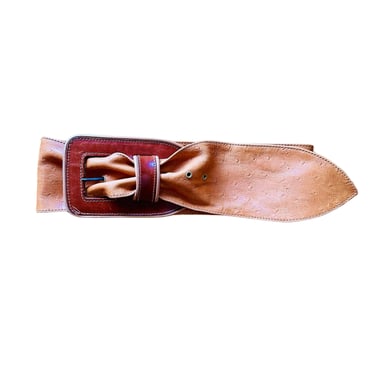 Vintage Brown Ostrich Leather Belt