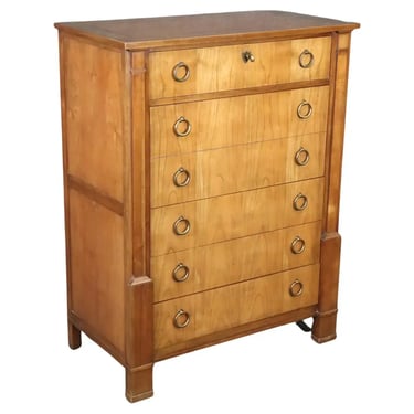 Fine Quality Baker French Directoire Style Cherry Tall Dresser, Circa 1950s
