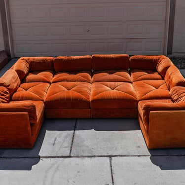 1976 Vintage Modular 10 Piece Sectional "Playpen" Pit Sofa by Selig 