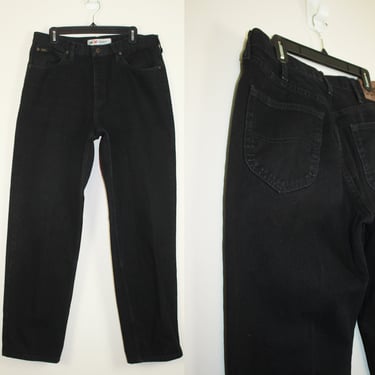 Vintage 1990s Black High Waist Jeans, Size 34 Waist 