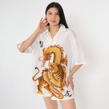 Y2K Dragon Shirt Black Asian Inspired Shirt Button Up | Shop