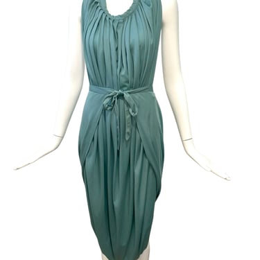 NORMA KAMALI- 1970s Blue Knit Wrap Dress, Size-Small