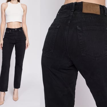 Vintage Calvin Klein Black High Waisted Jeans - Small | 90s Y2K CK Denim Tapered Leg Mom Jeans 