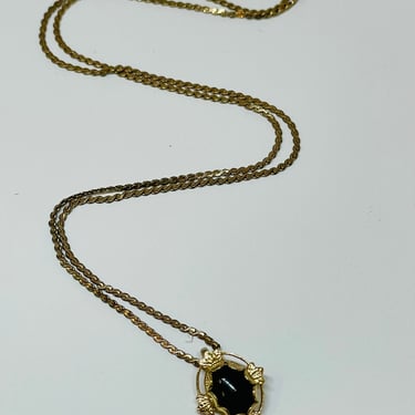 1/20th 12 karat Gold Tiny Necklace with Onyx Stone