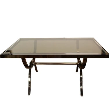Mid Century Modern DIA Chrome and Smoked Glass Expandable Table 