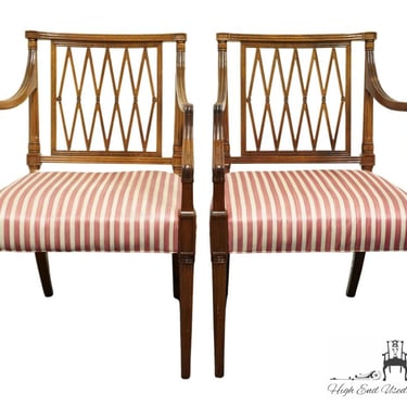 Set of 2 BAKER FURNITURE Solid Mahogany Traditional Style Dining Arm Chairs 
