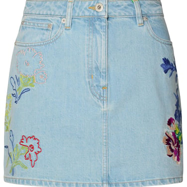 Kenzo Light Blue Cotton Miniskirt Women