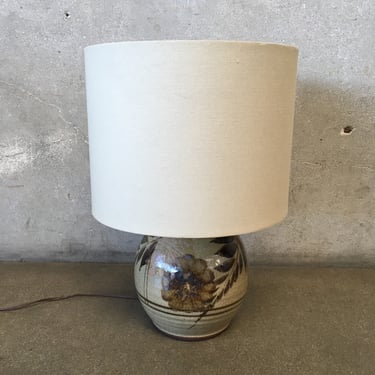 Hand Painted 1960's Ceramic Lamp With Shade