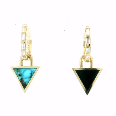 3-In-1 Reversible Giza Earrings - Red Web Turquoise & Black Dinosaur Bone