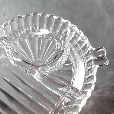 1950s Luncheon Divided Glass Dish | Clear Glass Trinket Tray, Vanity Organizer | Pressed Glass Luncheon Plate | Bixley Shop 