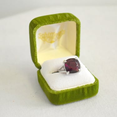 Vintage Purple Stone 18K HGE Ring, Size 9 