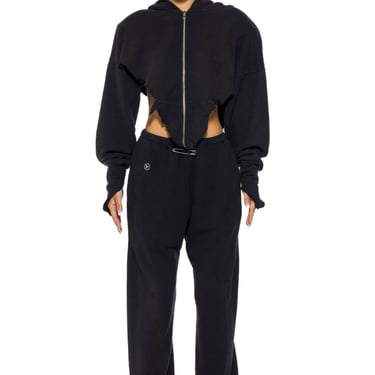 SAFETY PIN SWEATPANTS IN BLACK TERRY