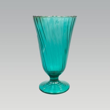 Jeannette Petal Swirl Ultra Marine Depression Glass Footed Vase 