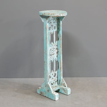 Hand Painted Plant Stand w/ Decorative Iron Accents