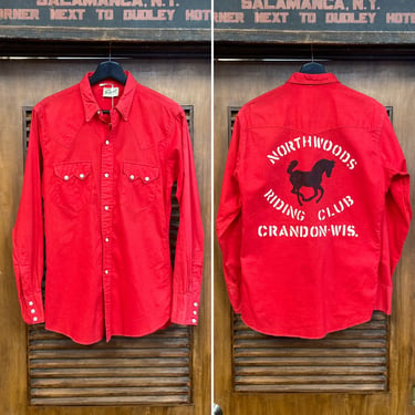 Vintage 1950’s Cowboy Western Riding Club Artwork Rockabilly Shirt, 50’s Snap Button Shirt, 50’s Sawtooth, Vintage Clothing 