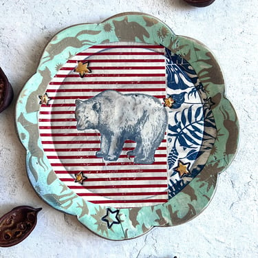 Handmade ceramic Bear plate, decorative stoneware plate, Handmade pottery, Anniversary gift, Serving dish, Housewarming gift 
