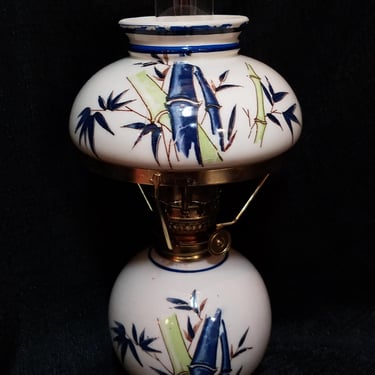 Mid Century Japanese Porcelain Kerosene Lamp
