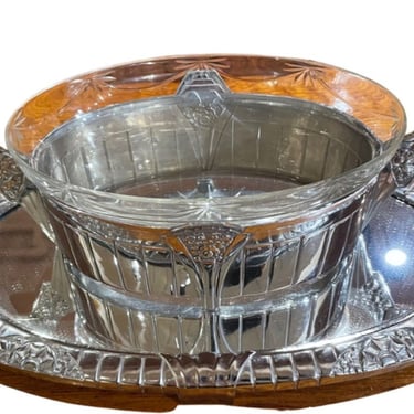 French Silver Art Deco Centerpiece and Mirrored Tray