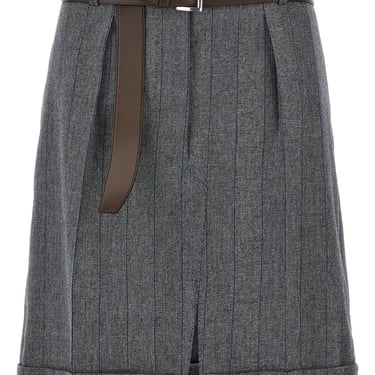 Prada Women Striped Wool Skirt