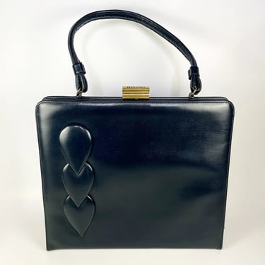 Black Vintage Leather Purse Top Handle Viki Original Type Harlequin MCM Retro