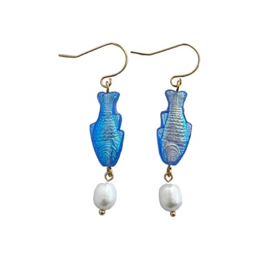 Blue Sardine Freshwater Pearl Earrings