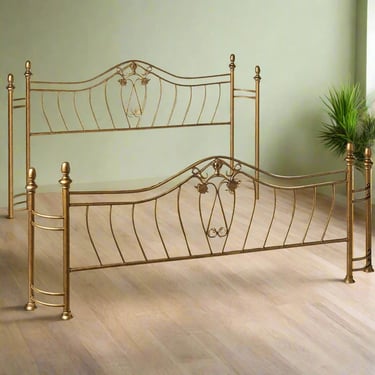 Sydney Eastern King Bed Headboard & Footboard Antique Brushed Gold FFE258-85