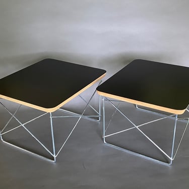 Pair Herman Miller Eames Wire Base Low Tables 