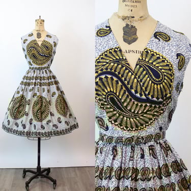 1950s BATIK cotton sun dress medium | new spring summer 