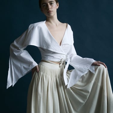 7127t / claude montana white cotton wrap blouse 