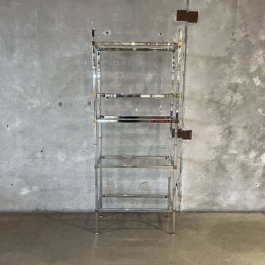 Vintage Chrome & Gold Five Shelf Etagere