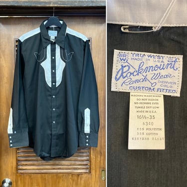 Vintage 1960’s -Deadstock- “Rockmount” Western Cowboy Black x White Rockabilly Shirt, 60’s Western Wear, 60’s Ranchwear, Vintage Clothing 