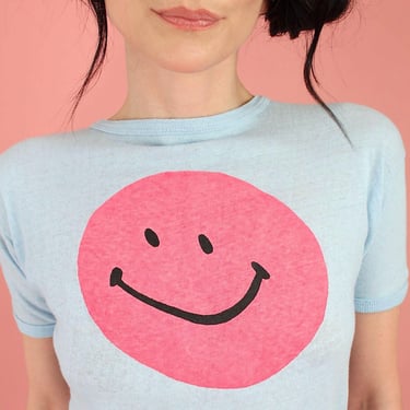 Vintage 1960's Original Smiley Face Flock Print Purple | Vintage