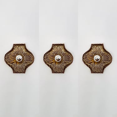 Set of 3 Wonderful Mid-Century Modern Ceramic Wall Lamps | 1960s 