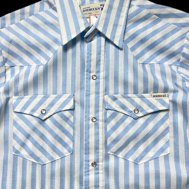NEW w/ Tags ~ Vintage ROEBUCKS Western Shirt ~ men's S / women's M ~ Pearl Snap Button ~ Cowboy /  Rockabilly ~ Striped 