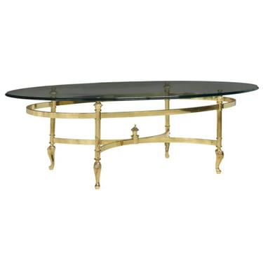 La Barge Brass & Glass Oval Coffee Table - Pair / Two Available 