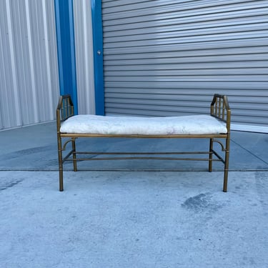 1950s Vintage Brass Bamboo Style Bench 