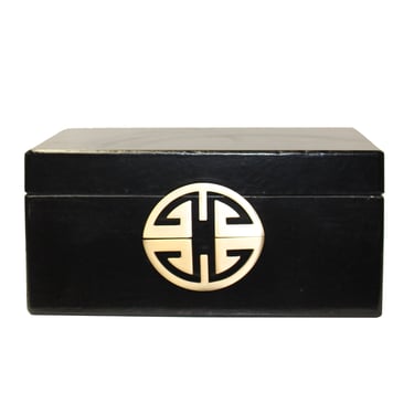 Oriental Round Hardware Black Rectangular Container Box cs5515CE 