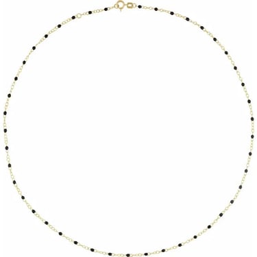 14K Gold Black Enamel Bead Chain